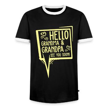 opa grand-mère bébé - T-shirt contrasté Homme - noir/blanc - Devant - AI Model Female 172 light (172cm) & AI Model Male 178 light (178cm)