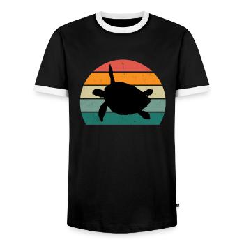 Tortues Carapace de tortue Lézard Reptiles Reptiles - T-shirt contrasté Homme - noir/blanc - Devant - AI Model Female 172 light (172cm) & AI Model Male 178 light (178cm)