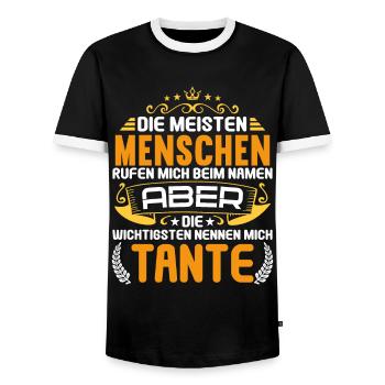 Die wichtigsten Menschen nennen mich Tante - Männer Kontrast-T-Shirt - Schwarz/Weiß - Vorne - AI Model Female 172 light (172cm) & AI Model Male 178 light (178cm)