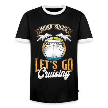 Cruise Ship Vacation Retro Vintage - Männer Kontrast-T-Shirt - Schwarz/Weiß - Vorne - AI Model Female 172 light (172cm) & AI Model Male 178 light (178cm)