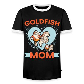 Goldfish Mom Underwater Aquarist Fish Keeping - Men's Ringer Shirt - black/white - Front - AI Model Female 172 light (172cm) & AI Model Male 178 light (178cm)