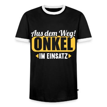 Aus dem Weg Onkel im Einsatz Nichte Neffe - Männer Kontrast-T-Shirt - Schwarz/Weiß - Vorne - AI Model Female 172 light (172cm) & AI Model Male 178 light (178cm)