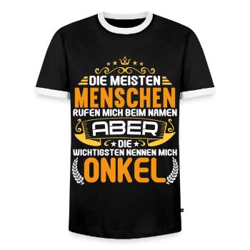 Die wichtigsten Menschen nennen mich Onkel - Männer Kontrast-T-Shirt - Schwarz/Weiß - Vorne - AI Model Female 172 light (172cm) & AI Model Male 178 light (178cm)