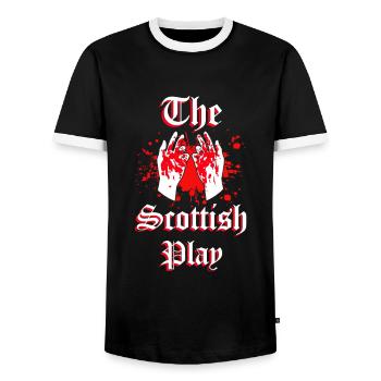 Macbeth The Scottish play Shakespeare - Men's Ringer Shirt - black/white - Front - AI Model Female 172 light (172cm) & AI Model Male 178 light (178cm)