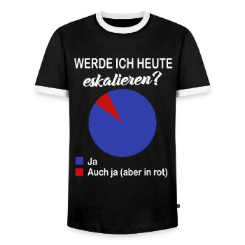 Werde Ich Heute eskalieren? Kreisdiagramm Party - Männer Kontrast-T-Shirt - Schwarz/Weiß - Vorne - AI Model Female 172 light (172cm) & AI Model Male 178 light (178cm)