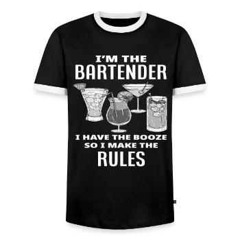 Barkeeper Meine Regeln Spruch Geschenk - Männer Kontrast-T-Shirt - Schwarz/Weiß - Vorne - AI Model Female 172 light (172cm) & AI Model Male 178 light (178cm)
