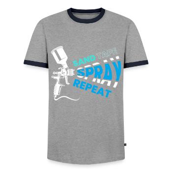 Sand Tape Spray Repeat Lackierer - Männer Kontrast-T-Shirt - Grau/Navy  - Vorne - AI Model Female 172 light (172cm) & AI Model Male 178 light (178cm)