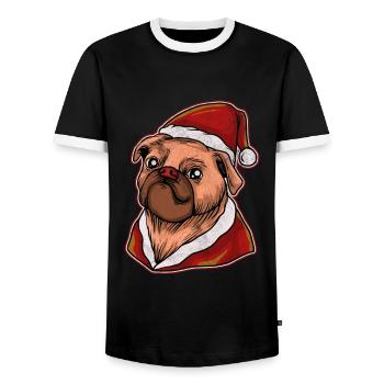 Christmas Ugly Christmas Gift Xmas Pug Pug - Men's Ringer Shirt - black/white - Front - AI Model Female 172 light (172cm) & AI Model Male 178 light (178cm)
