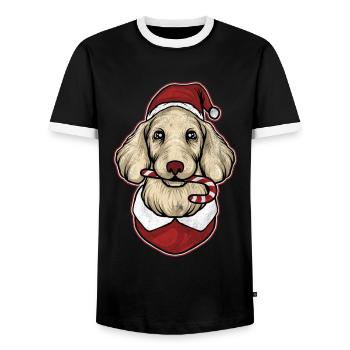 Cadeau chien enfants Noël Ugly Noël - T-shirt contrasté Homme - noir/blanc - Devant - AI Model Female 172 light (172cm) & AI Model Male 178 light (178cm)