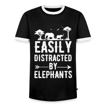Cadeau d’éléphant pour Proboscis Africa Wilderness Zoo - T-shirt contrasté Homme - noir/blanc - Devant - AI Model Female 172 light (172cm) & AI Model Male 178 light (178cm)