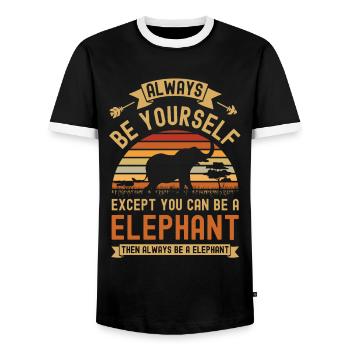 Elefant Tshirt für Elefanten Elephant Kinder Zoo - Männer Kontrast-T-Shirt - Schwarz/Weiß - Vorne - AI Model Female 172 light (172cm) & AI Model Male 178 light (178cm)