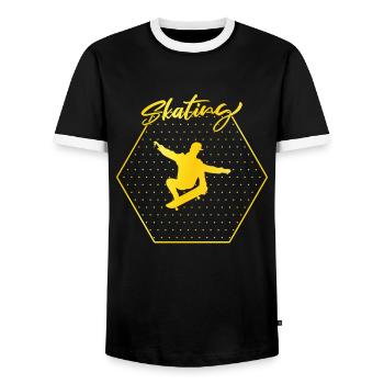 Skating - Men's Ringer Shirt - black/white - Front - AI Model Female 172 light (172cm) & AI Model Male 178 light (178cm)