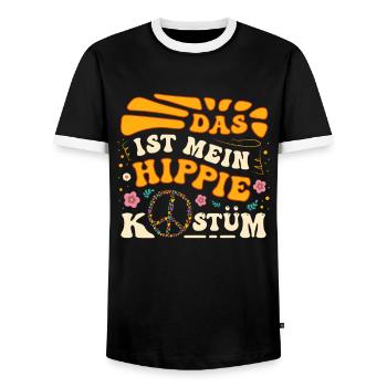 Hippie Peace Groovy Flowerpower Boho Woodstock - Men's Ringer Shirt - black/white - Front - AI Model Female 172 light (172cm) & AI Model Male 178 light (178cm)