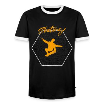 Skating - Men's Ringer Shirt - black/white - Front - AI Model Female 172 light (172cm) & AI Model Male 178 light (178cm)