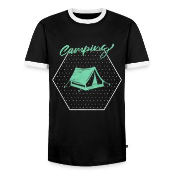 Camp - Men's Ringer Shirt - black/white - Front - AI Model Female 172 light (172cm) & AI Model Male 178 light (178cm)