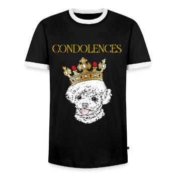 Dog with crown - Men's Ringer Shirt - black/white - Front - AI Model Female 172 light (172cm) & AI Model Male 178 light (178cm)