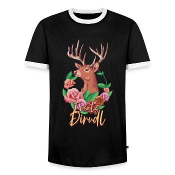 Ersatz Dirndl - Männer Kontrast-T-Shirt - Schwarz/Weiß - Vorne - AI Model Female 172 light (172cm) & AI Model Male 178 light (178cm)