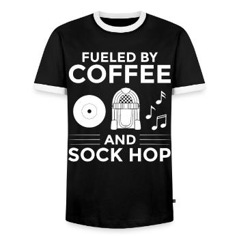Sock Hop Sox 50s Musik Party Tanz 1950s Tänzer - Männer Kontrast-T-Shirt - Schwarz/Weiß - Vorne - AI Model Female 172 light (172cm) & AI Model Male 178 light (178cm)