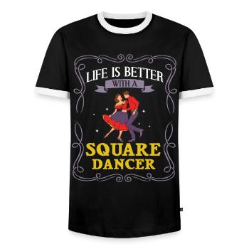 Square Dance Music Caller Folk Dance Dancer Usa - Men's Ringer Shirt - black/white - Front - AI Model Female 172 light (172cm) & AI Model Male 178 light (178cm)