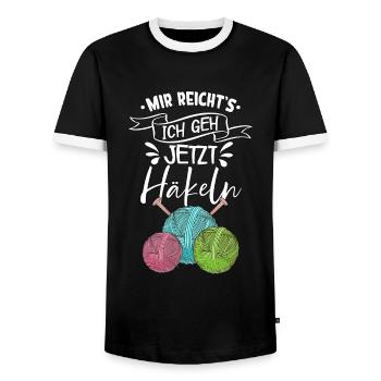 Häkeln - Männer Kontrast-T-Shirt - Schwarz/Weiß - Vorne - AI Model Female 172 light (172cm) & AI Model Male 178 light (178cm)