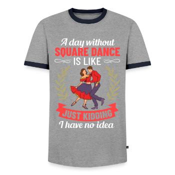 Square Dance Music Caller Folk Dance Dancer Usa - Men's Ringer Shirt - grey/navy  - Front - AI Model Female 172 light (172cm) & AI Model Male 178 light (178cm)
