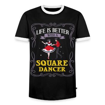 Square Dance Musik Caller Volkstanz Tänzer Usa - Männer Kontrast-T-Shirt - Schwarz/Weiß - Vorne - AI Model Female 172 light (172cm) & AI Model Male 178 light (178cm)