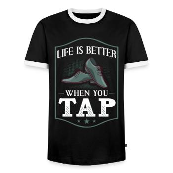Stepptanz Anfänger Schuhe Musik lernen Tänzer - Männer Kontrast-T-Shirt - Schwarz/Weiß - Vorne - AI Model Female 172 light (172cm) & AI Model Male 178 light (178cm)