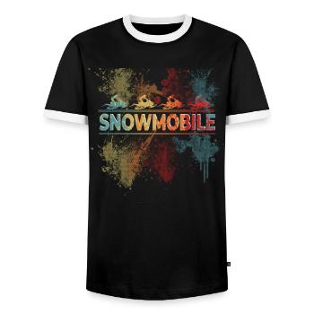 Schneemobil Kunst Retro Farbklecks - Männer Kontrast-T-Shirt - Schwarz/Weiß - Vorne - AI Model Female 172 light (172cm) & AI Model Male 178 light (178cm)