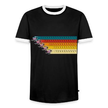 Schneemobil Vintage Color Braap Parade - Männer Kontrast-T-Shirt - Schwarz/Weiß - Vorne - AI Model Female 172 light (172cm) & AI Model Male 178 light (178cm)