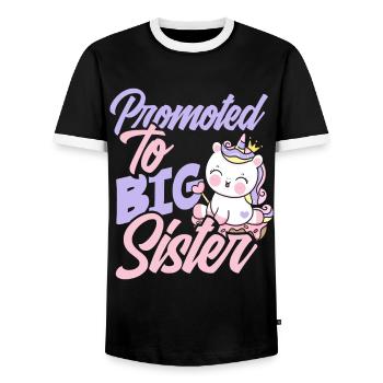 Offspring Girl Sister - Men's Ringer Shirt - black/white - Front - AI Model Female 172 light (172cm) & AI Model Male 178 light (178cm)