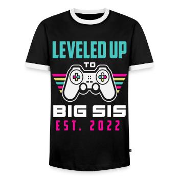 Gamer Jeux Vidéo Sœur 2022 - T-shirt contrasté Homme - noir/blanc - Devant - AI Model Female 172 light (172cm) & AI Model Male 178 light (178cm)
