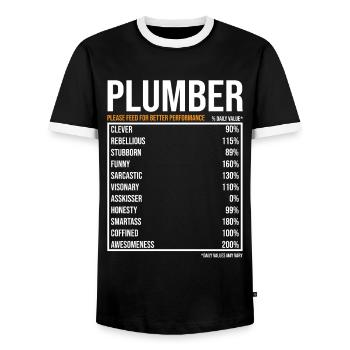 Plumber Daily Funny Plumber - Men's Ringer Shirt - black/white - Front - AI Model Female 172 light (172cm) & AI Model Male 178 light (178cm)