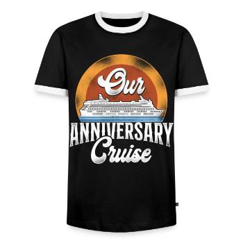 Croisière Vacances Mari Femme - T-shirt contrasté Homme - noir/blanc - Devant - AI Model Female 172 light (172cm) & AI Model Male 178 light (178cm)