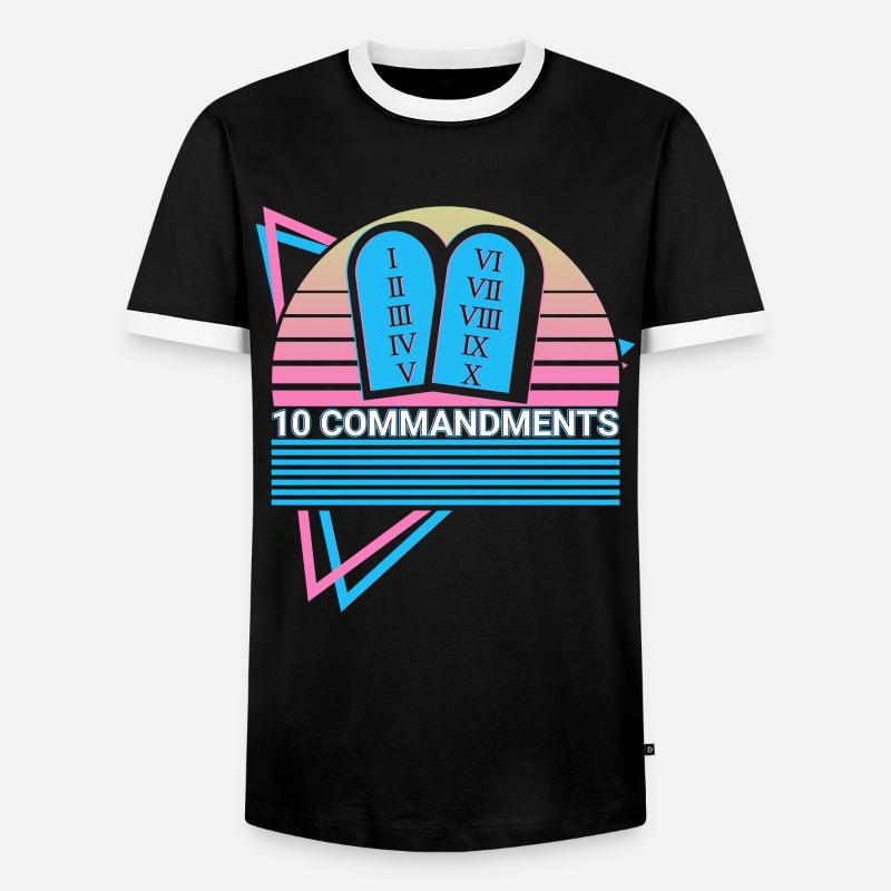 10 Commandments Christianity Retro - Men's Ringer Shirt - black/white
