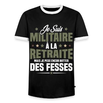 Humour Cadeau Je suis Militaire À La Retraite - T-shirt contrasté Homme - noir/blanc - Devant - AI Model Female 172 light (172cm) & AI Model Male 178 light (178cm)