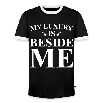 Partner Freund Freundin Spruch - Männer Kontrast-T-Shirt - Schwarz/Weiß - Vorne - AI Model Female 172 light (172cm) & AI Model Male 178 light (178cm)