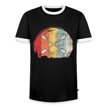 Kayak Paddle Retro - Men's Ringer Shirt - black/white - Front - AI Model Female 172 light (172cm) & AI Model Male 178 light (178cm)