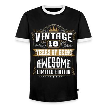 19 Years Of Being Awesome 19 Birthday 19 Years - Men's Ringer Shirt - black/white - Front - AI Model Female 172 light (172cm) & AI Model Male 178 light (178cm)