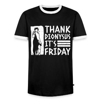 Greek Mythology Ancient Greek God - Men's Ringer Shirt - black/white - Front - AI Model Female 172 light (172cm) & AI Model Male 178 light (178cm)
