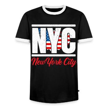 New York États-Unis Amérique New York Empire Stater - T-shirt contrasté Homme - noir/blanc - Devant - AI Model Female 172 light (172cm) & AI Model Male 178 light (178cm)