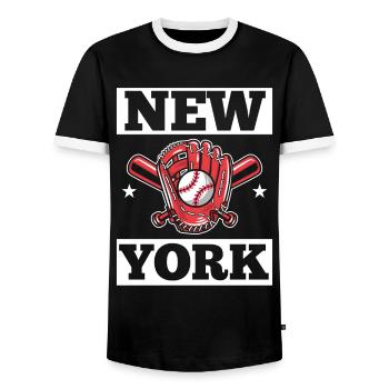 New York États-Unis Amérique New York Empire Stater - T-shirt contrasté Homme - noir/blanc - Devant - AI Model Female 172 light (172cm) & AI Model Male 178 light (178cm)