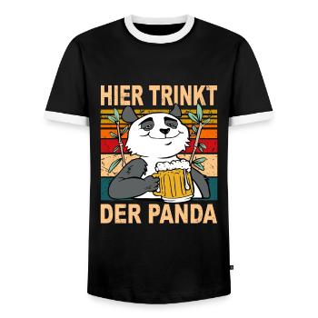 Hier Trinkt der PandaBär Biertrinker Sauf Spruch - Männer Kontrast-T-Shirt - Schwarz/Weiß - Vorne - AI Model Female 172 light (172cm) & AI Model Male 178 light (178cm)
