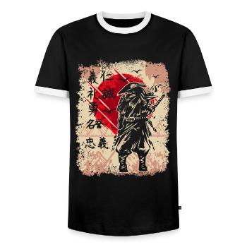 Samurai Japanischer Krieger Schwertkämpfer Japan - Männer Kontrast-T-Shirt - Schwarz/Weiß - Vorne - AI Model Female 172 light (172cm) & AI Model Male 178 light (178cm)