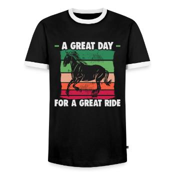 Design équestre et équestre pour les amoureux des chevaux - T-shirt contrasté Homme - noir/blanc - Devant - AI Model Female 172 light (172cm) & AI Model Male 178 light (178cm)
