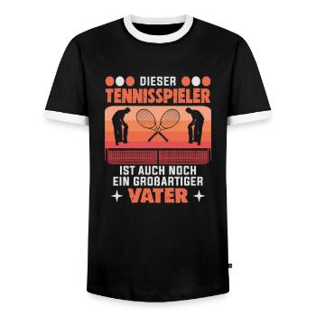 Joueur de tennis Fête des Pères Instructeur de tennis - T-shirt contrasté Homme - noir/blanc - Devant - AI Model Female 172 light (172cm) & AI Model Male 178 light (178cm)