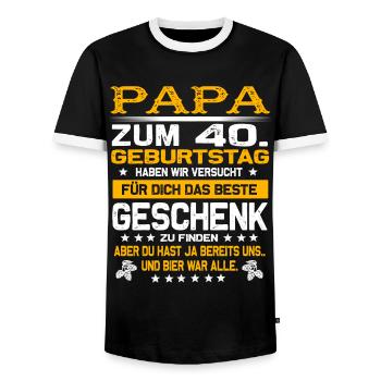 Zum 40. Geburtstag lustiges Bier Spruch - Männer Kontrast-T-Shirt - Schwarz/Weiß - Vorne - AI Model Female 172 light (172cm) & AI Model Male 178 light (178cm)