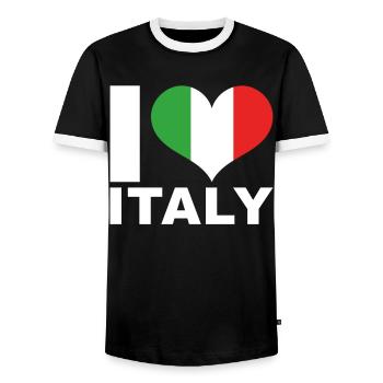I love Italy heart flag Italy - Men's Ringer Shirt - black/white - Front - AI Model Female 172 light (172cm) & AI Model Male 178 light (178cm)