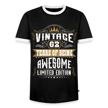 62 Years Of Being Awesome 62 Geburtstag 62 Jahre - Männer Kontrast-T-Shirt - Schwarz/Weiß - Vorne - AI Model Female 172 light (172cm) & AI Model Male 178 light (178cm)