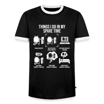 Things I Do In My Spare Time, Betonveredler - Männer Kontrast-T-Shirt - Schwarz/Weiß - Vorne - AI Model Female 172 light (172cm) & AI Model Male 178 light (178cm)