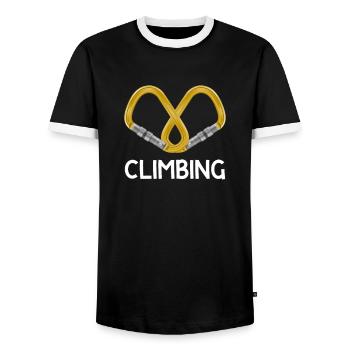 Climbing Mountaineering Mountaineering Alpine Carabiner - Men's Ringer Shirt - black/white - Front - AI Model Female 172 light (172cm) & AI Model Male 178 light (178cm)